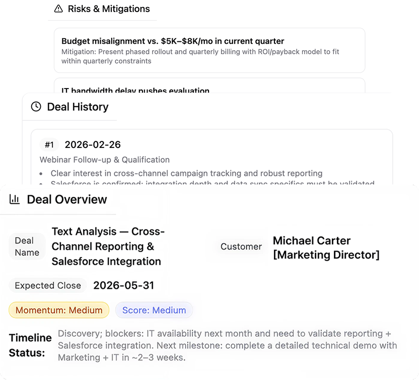 Deal intelligence before every call interface preview